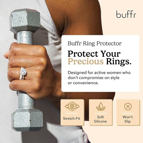 BUFFR Silicone Ring Protector for Working Out – Wedding Ring Protector – Rubber Ring Guard for Women – Green, Size 5 in Kuwait