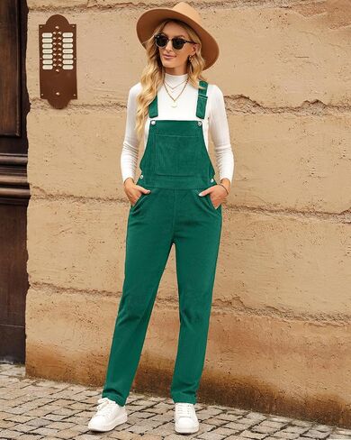 LookbookStore Womens Overalls Corduroy Bib Adjustable Straps Fashion Jumpsuit Overall for Women with Pocket in Kuwait