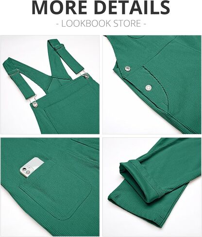 LookbookStore Womens Overalls Corduroy Bib Adjustable Straps Fashion Jumpsuit Overall for Women with Pocket in Kuwait