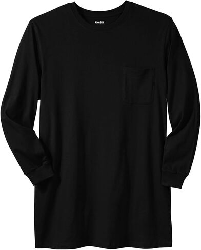 KingSize Men's Big & Tall Shrink-Less Lightweight Longer-Length Long-Sleeve Crewneck Pocket Tee in Kuwait