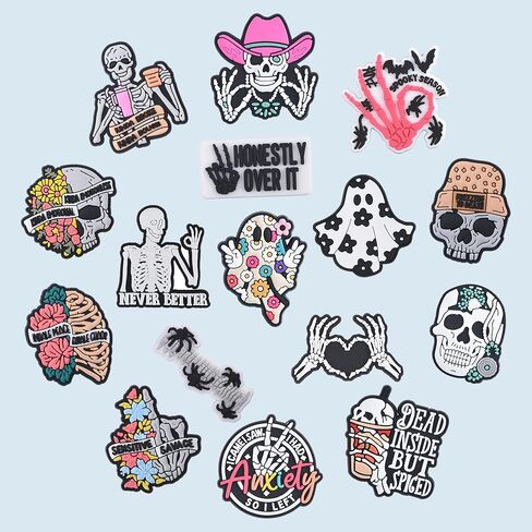 XQNB PVC Shoe Charms Horror Movie Halloween Shoe Decorations Accessories Fit Bracelets Wristband Kids Girl Boys Adults Party Favor Gifts in Kuwait
