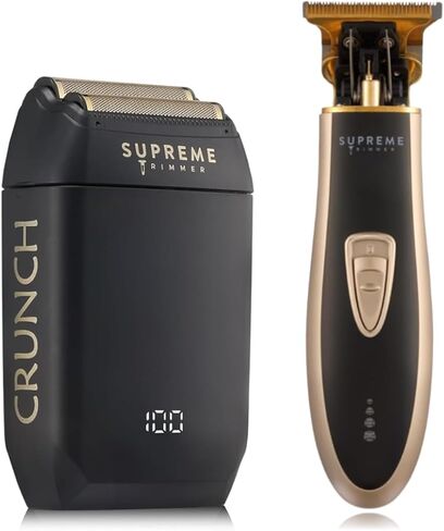 Barber Haircut Kit by SUPREME TRIMMER - Hair Trimmer & Men's Foil Shaver Professional Beard Trimmer - ST5220 & STF602 (Black Bundle) in Saudi Arabia