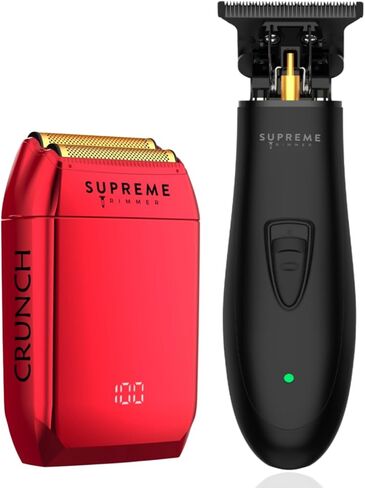 مجموعة أدوات الحلاقة من SUPREME TRIMMER - ماكينة تشذيب الشعر وماكينة حلاقة اللحية الاحترافية للرجال - ST5220 وSTF602 (حزمة سوداء) in Saudi Arabia