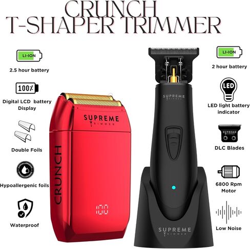 مجموعة أدوات الحلاقة من SUPREME TRIMMER - ماكينة تشذيب الشعر وماكينة حلاقة اللحية الاحترافية للرجال - ST5220 وSTF602 (حزمة سوداء) in Saudi Arabia