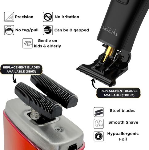 مجموعة أدوات الحلاقة من SUPREME TRIMMER - ماكينة تشذيب الشعر وماكينة حلاقة اللحية الاحترافية للرجال - ST5220 وSTF602 (حزمة سوداء) in Saudi Arabia