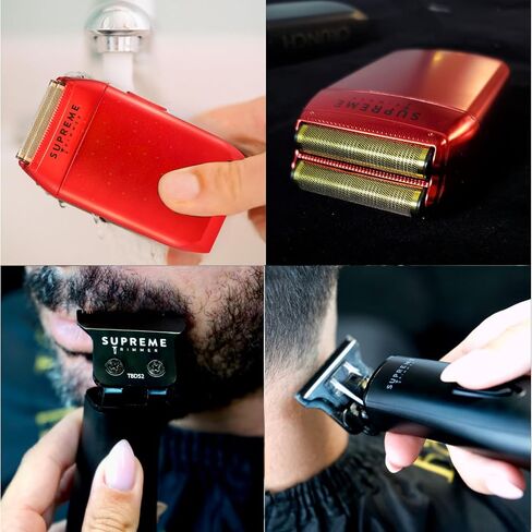 مجموعة أدوات الحلاقة من SUPREME TRIMMER - ماكينة تشذيب الشعر وماكينة حلاقة اللحية الاحترافية للرجال - ST5220 وSTF602 (حزمة سوداء) in Saudi Arabia