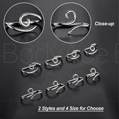 BodyAce Gold 925 Sterling Silver Bridge Piercing Jewelry 16G Niobium Spiral Rings for Lip Eyebrow Nose Ring Wukong Tight Hoop Band Helix Cartilage Earrings in Saudi Arabia