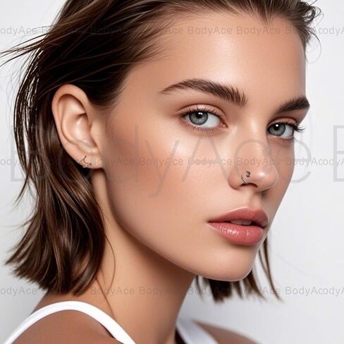 BodyAce Gold 925 Sterling Silver Bridge Piercing Jewelry 16G Niobium Spiral Rings for Lip Eyebrow Nose Ring Wukong Tight Hoop Band Helix Cartilage Earrings in Saudi Arabia