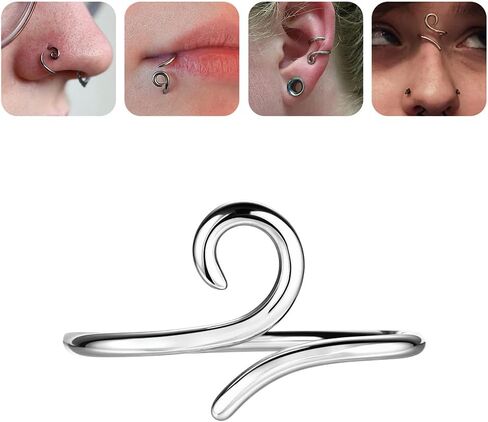 BodyAce Gold 925 Sterling Silver Bridge Piercing Jewelry 16G Niobium Spiral Rings for Lip Eyebrow Nose Ring Wukong Tight Hoop Band Helix Cartilage Earrings in Saudi Arabia