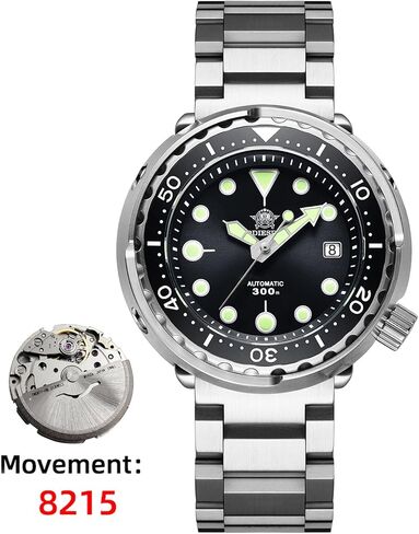 ADDIESDIVE Scuba Mens Diving Watch Automatic Diver 300M 47.5MM Big Black Analog Luminescent Chromalight Dial in Kuwait