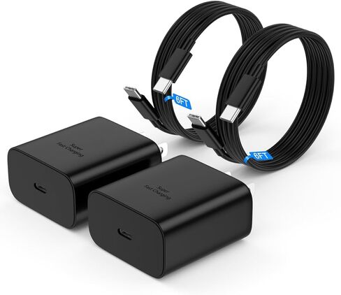 شاحن سامسونج فائق السرعة 45 وات USB-C من النوع C لهاتف Samsung Galaxy S22 Ultra/S22+/S22/S21 Ultra/S21+/S21/S20/Note 20/10+/S7/S7+/S8/S8+، جالاكسي تاب والمزيد (5.9 قدم) الكابل متضمن) in Saudi Arabia