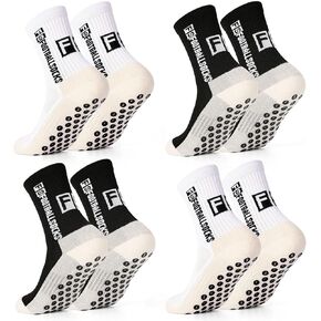 SkiBeaut Kids Soccer Grip Athletic Socks, 4 Pack Anti Skid Football Youth Grippy Slipper Socks for Youth Boy Girl 8-12 Years in Saudi Arabia