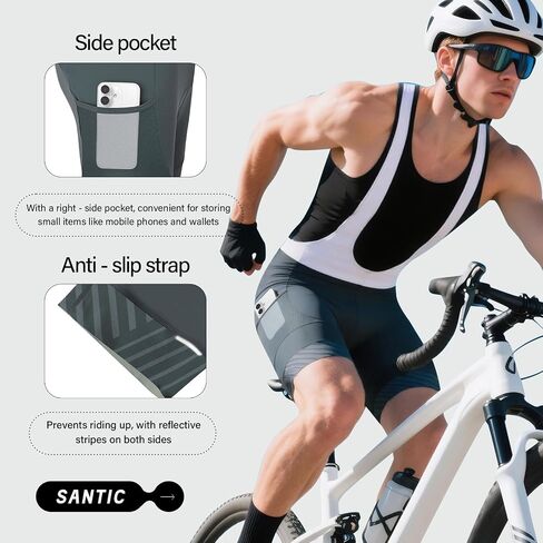 Santic Cycling Bib Shorts Men Padded Cycling Bib Tights Men Bike Bibs with Pocket in Kuwait