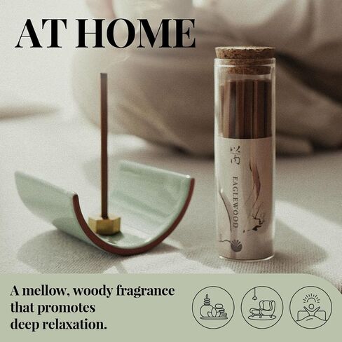 Concentrate Your Mind –Innergy Coffee & Sandalwood Square Incense Sticks, 100% Natural Gourmet Blend, 35-Min Burn, Eco Glass Tube with Multi-Function Holder, 20 Sticks in Saudi Arabia