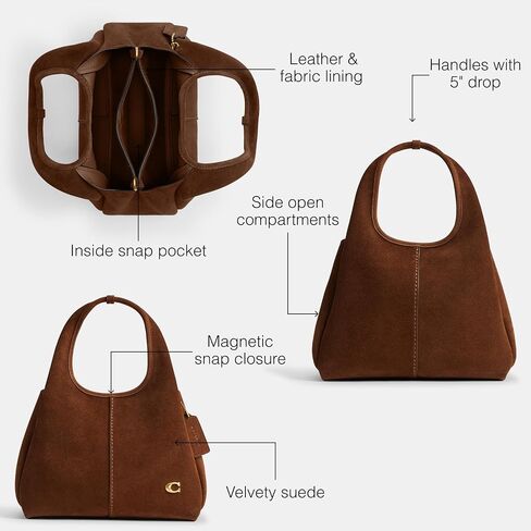 Coach Polished Pebble Leather Lana Shoulder Bag, Dark Stone in Kuwait