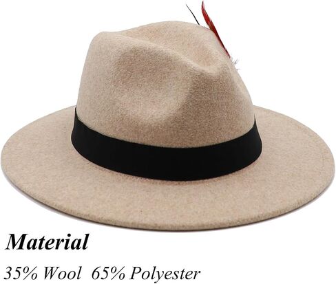 Mens Fedora Hats Classic Wide Brim Fedora Hat for Women Men Dress Hats Felt Panama Hat with Band in Saudi Arabia