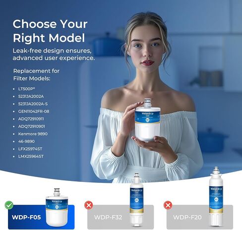 فلتر مياه للثلاجة Waterdrop Plus 5231JA2002A معتمد من NSF 401&53&42، بديل لـ LG® LT500P®، ADQ72910911، ADQ72910901، Kenmore 9890، GEN11042FR-08، 3 فلاتر in Saudi Arabia
