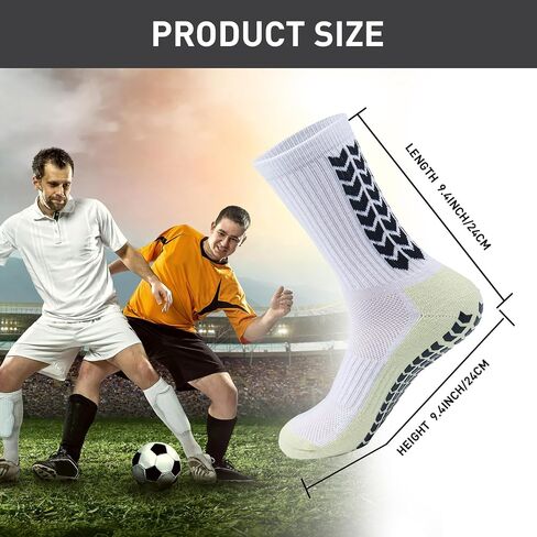 8 Pairs Men's Grip Soccer Socks, Non-Slip Soccer Sock with Anti Slip Grip Pads in Saudi Arabia