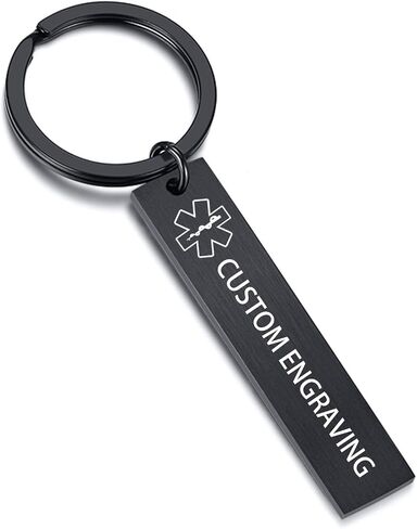 VNOX Custom Engraving Stainless Steel Medical Alert ID Identification Keychain Key Ring in Saudi Arabia