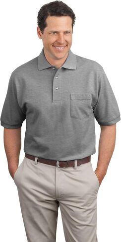 Port Authority Heavyweight Cotton Pique Polo with Pocket 2XL Black in Saudi Arabia