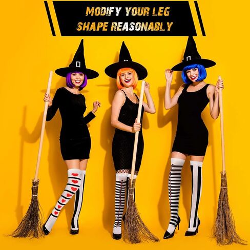 Geyoga 2 Pairs Women's Harlequin Thigh Highs Stockings for Halloween Costume Tight over Knee Stockings Casual Socks (Plum Bossom Style) in Saudi Arabia