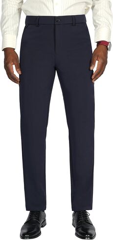Plaid&Plain Men's 4-Way Flex Stretch Slim Fit Dress Pants in Kuwait