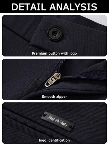 Plaid&Plain Men's 4-Way Flex Stretch Slim Fit Dress Pants in Kuwait