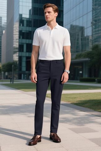 Plaid&Plain Men's 4-Way Flex Stretch Slim Fit Dress Pants in Kuwait