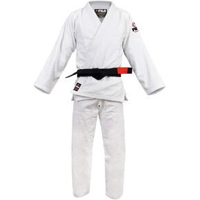 FUJI Kids All-Around Brazilian Style Jiu Jitsu Uniform with C0-Sized White Belt, White, Size C1 in Kuwait