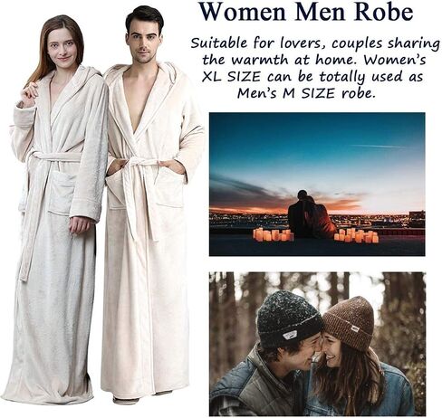 Hellomamma Long Hooded Robe for Women Luxurious Flannel Fleece Full Length Bathrobe Winter Warm Pajamas Shower Nightgown in Kuwait