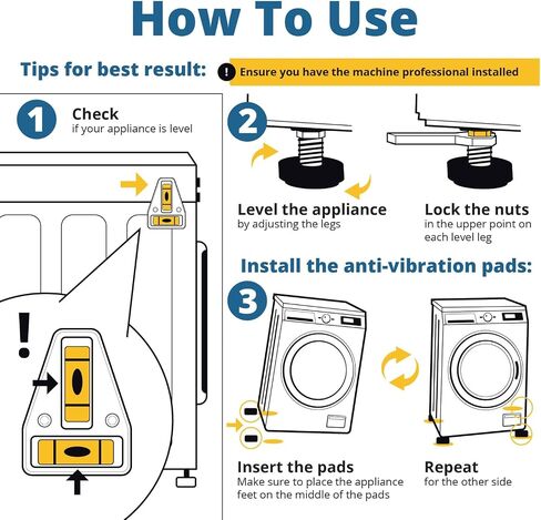 Silent Guys Anti Vibration Pads for Washing Machine 4 pcs Anti Vibration Mat Washing Machine Mat Anti Vibration Pads for Washer Vibration Pad Rubber Mat for Washer and Dryer Washing Machine Stabilizer in Saudi Arabia