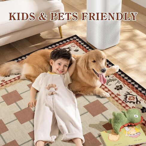 Boho المتقلب المتسابقين للمتسابقين للمرق 2 × 6 قدم غير قسيمة ، وسجاد عداء المطبخ القابل للغسل ، والكومة المنخفضة غرفة نوم رمي السجاد لحمام الغسيل ، والبني/البحرية in Kuwait