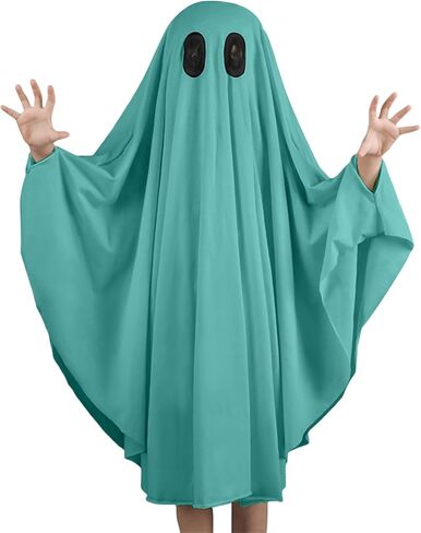 Noubeau Unisex Kid Ghost Costume Girl Halloween Fancy Dress Cosplay Boy White Boo Ghost Cloak Child Spooky Trick-or-Treating in Kuwait