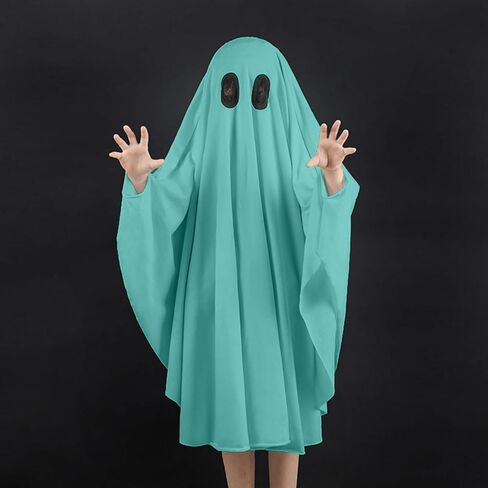 Noubeau Unisex Kid Ghost Costume Girl Halloween Fancy Dress Cosplay Boy White Boo Ghost Cloak Child Spooky Trick-or-Treating in Kuwait