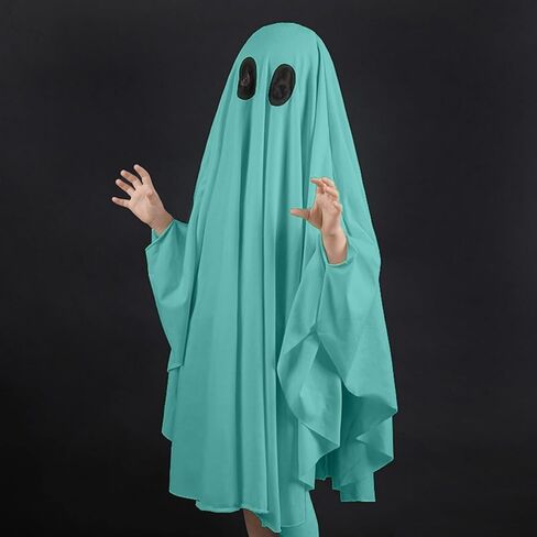 Noubeau Unisex Kid Ghost Costume Girl Halloween Fancy Dress Cosplay Boy White Boo Ghost Cloak Child Spooky Trick-or-Treating in Kuwait