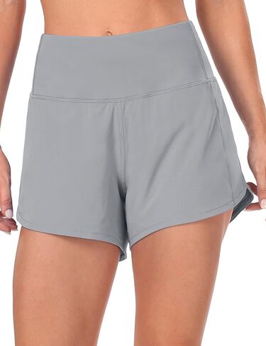 HeyNuts Focus Running Shorts for Women, High Waisted Athletic Shorts Lined Workout Shorts with Zipper Pocket 4" in Kuwait
