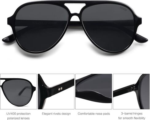 نظارات شمسية SOJOS Retro Polarized Aviator للنساء والرجال كلاسيكية بجسر مزدوج SJ2201 in Kuwait