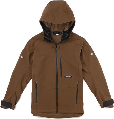 TRUEWERK Men's Insulated Work Jacket - S3 Solution Zip-Up Hoodie, Fleece-Lined, Waterproof Tactical Coat with 4-Way Stretch, X-Large, Black in Kuwait