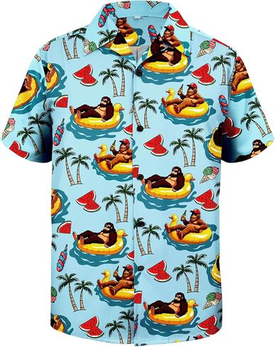 Hawaiian Shirt for Men Short Sleeve Beach Tropical Summer Vacation Shirt Casual Button Down Aloha Shirt Pineapple Pink M in Saudi Arabia