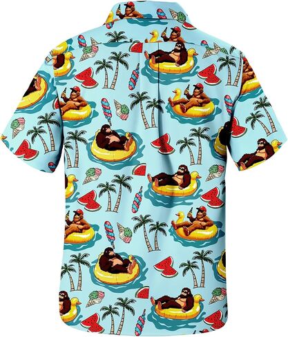 Hawaiian Shirt for Men Short Sleeve Beach Tropical Summer Vacation Shirt Casual Button Down Aloha Shirt Pineapple Pink M in Saudi Arabia
