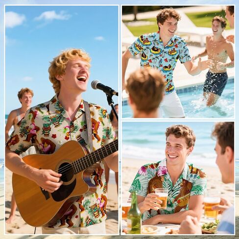 Hawaiian Shirt for Men Short Sleeve Beach Tropical Summer Vacation Shirt Casual Button Down Aloha Shirt Pineapple Pink M in Saudi Arabia