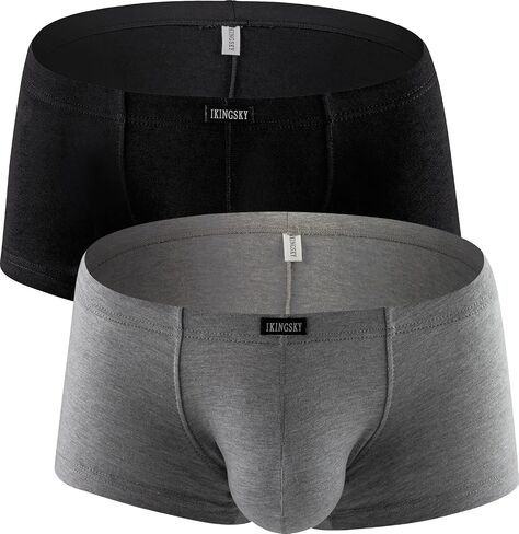 IKINGSKY Men's Cotton Bulge Boxer Briefs Sexy Pouch Shorts Stretch Low Rise Trunks Under Panties for Men in Kuwait