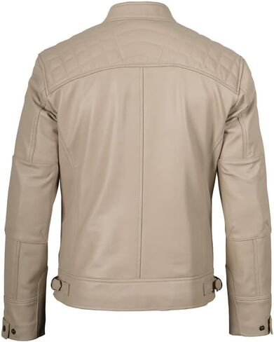 Blingsoul Motorcycle Leather Jacket Men - Quilted Cafe Racer Leather Jackets For Men in Kuwait