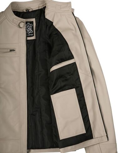 Blingsoul Motorcycle Leather Jacket Men - Quilted Cafe Racer Leather Jackets For Men in Kuwait