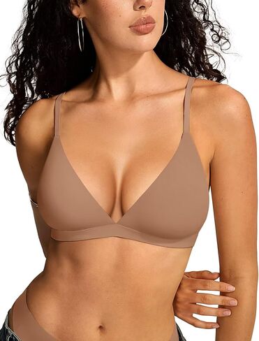 Vertvie Womens Wireless Triangle Bralette Plunge Unlined Seamless Bras No Underwire Sexy Comfortable Unpadded Everyday Bra in Saudi Arabia