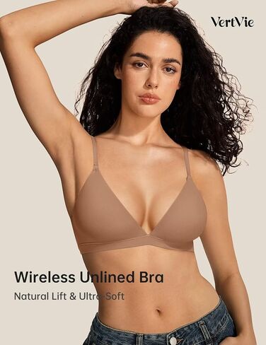 Vertvie Womens Wireless Triangle Bralette Plunge Unlined Seamless Bras No Underwire Sexy Comfortable Unpadded Everyday Bra in Saudi Arabia