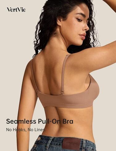Vertvie Womens Wireless Triangle Bralette Plunge Unlined Seamless Bras No Underwire Sexy Comfortable Unpadded Everyday Bra in Saudi Arabia