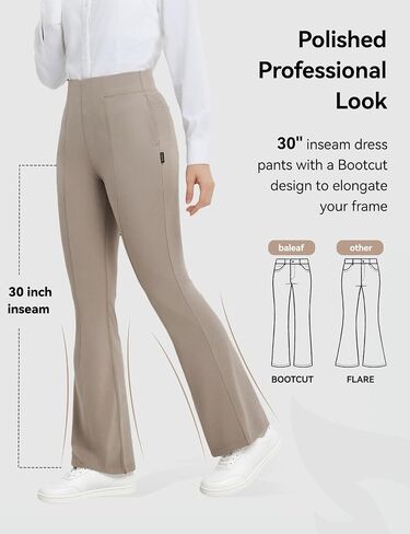 Baleaf Womens Yoga Dress Pants Bootcut Leggings مع 4 جيوب تمتد بنطلون عالي الخصر السفر غير الرسمي 30 " in Saudi Arabia
