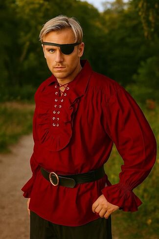 ThePirateDressing Medieval Poet's Captain Charles Vane Cosplay Costume Pirate Shirt in Kuwait
