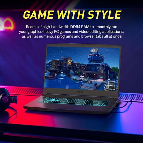 2021 MSI GF63 Thin Gaming 15.6 بوصة FHD كمبيوتر محمول، Intel Core i5-10300H (Beats i7-9750H)، ذاكرة وصول عشوائي 16 جيجابايت، 256 جيجابايت PCIe SSD، لوحة مفاتيح بإضاءة خلفية، GeForce GTX 1650 MaxQ، كاميرا ويب عالية الدقة، ويندوز 10، أسود، بطاقة USB 32 جيجا in Saudi Arabia